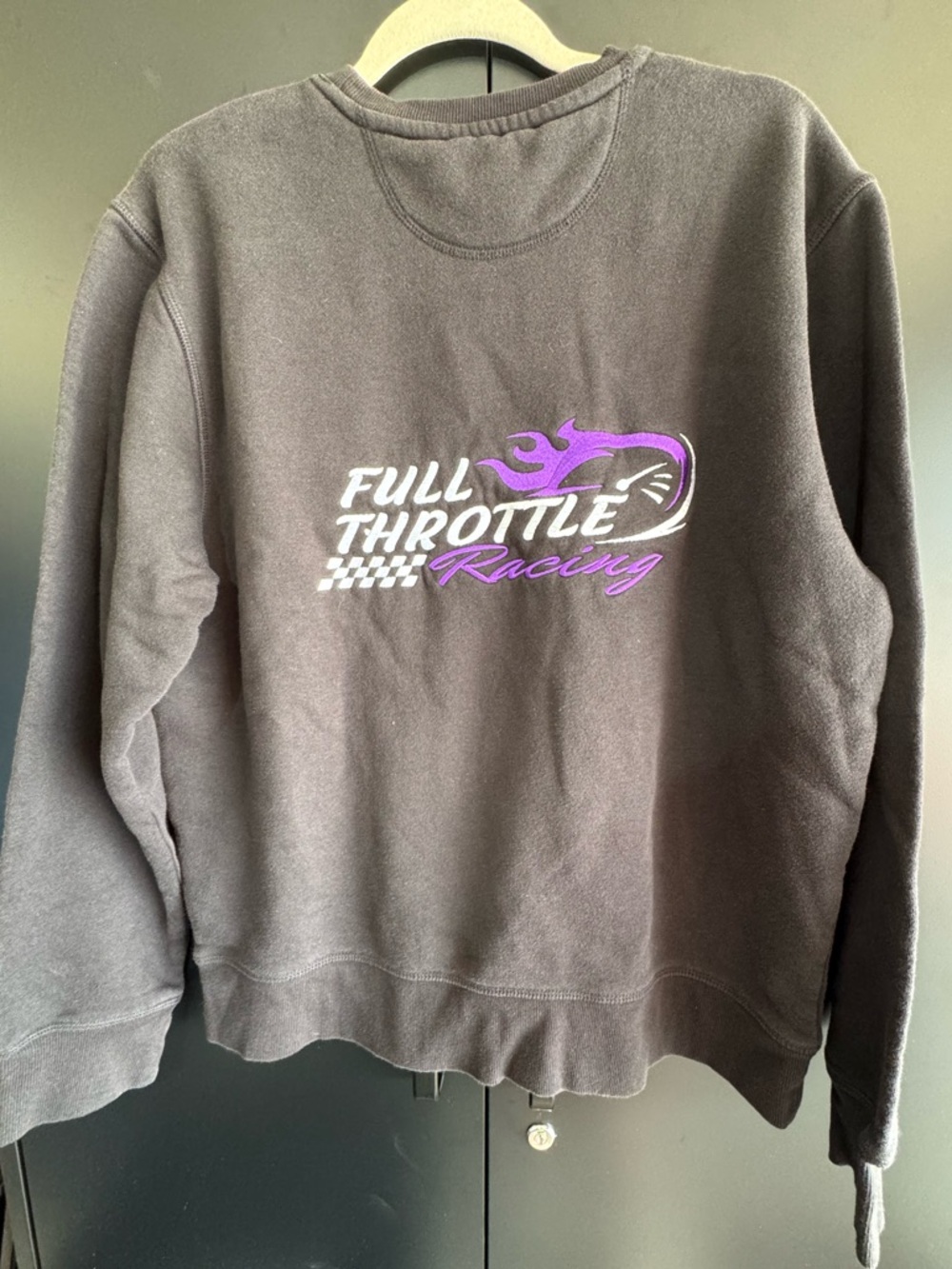Embroidered | Full throttle racing | crewneck sweatshirt | size Large - Picture 2 of 5
